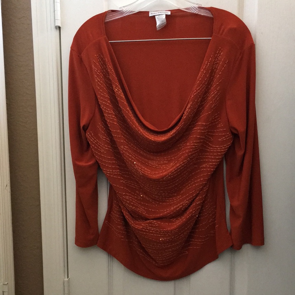 FINAL MARKDOWN Ladies’ Bleeker & McDougal Draped Front LS Top (L)